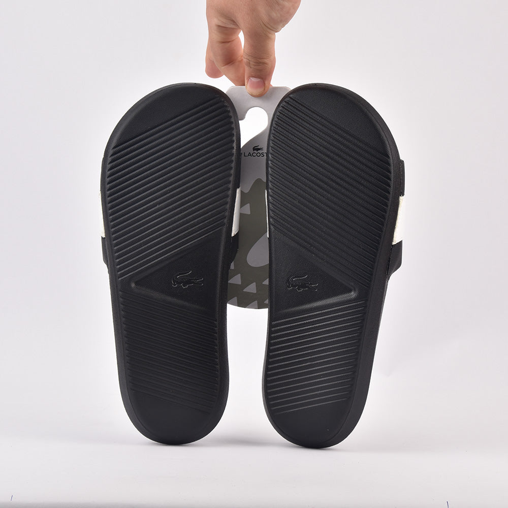 LACOSTE CROCO SLIDE 0721 1 CFA BLK/WHT