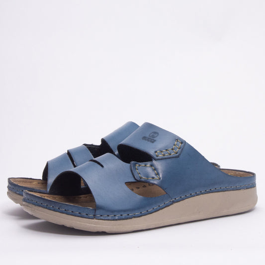 LEATHER CLAQUETTE 743-07BLUE